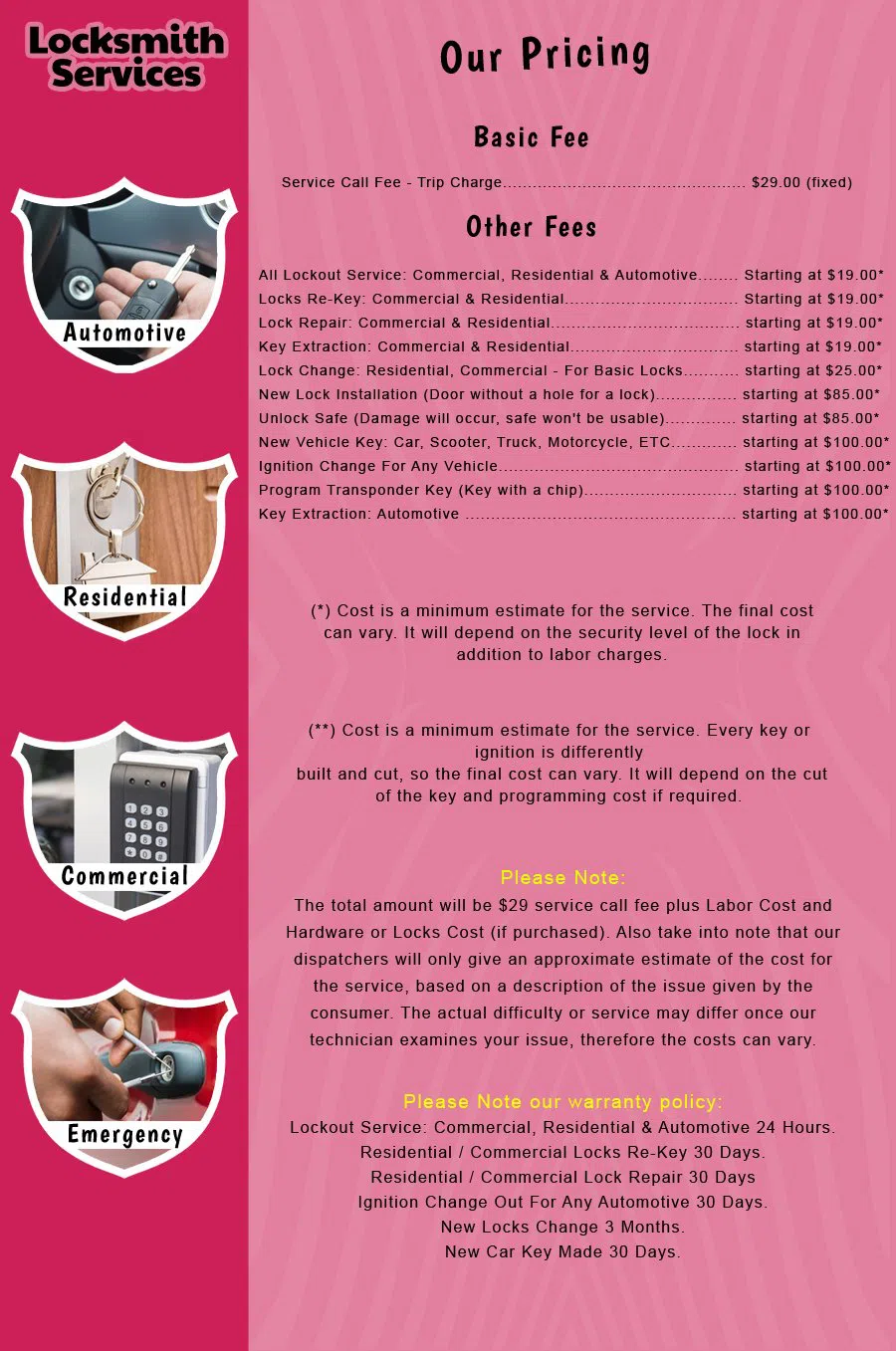 Boonton NJ Locksmith Store Boonton, NJ 973-936-8312 - price-list-c-18